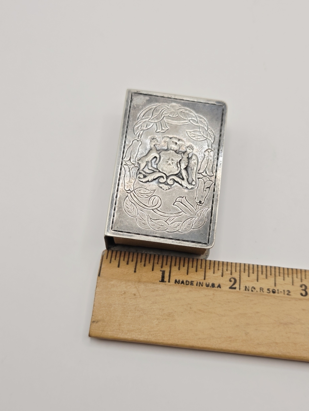 Vtg Silver 900 Fine Pictorial Everyday Life Match Holder With Vintage Matches - Picture 11 of 15